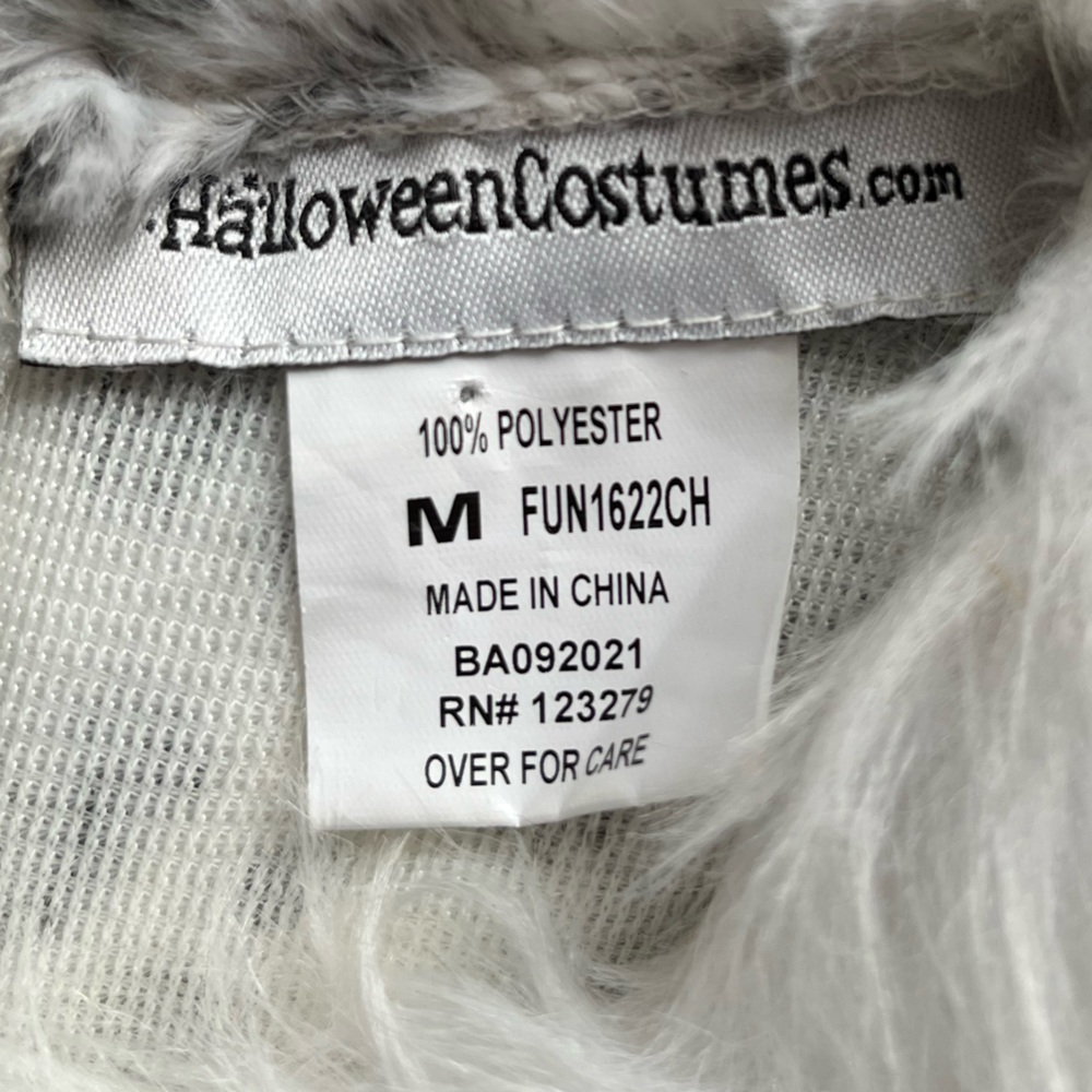 Snow leopard one piece costume. Gray, white black. Child size medium(8-10) - Picture 9 of 13